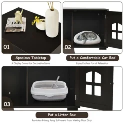 Costway Large Wooden Cat Litter Box Enclosure Hidden Cat Washroom W/ Divider -PawHut Store GUEST bcd0709b f4cd 4c88 ab14 2e4cea76f4ce