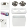 Elevated Dog Bowls With Storage - 16-Inch-Tall Feeding Tray With Hidden Storage Space For Pet Supplies - 50oz Capacity Bowls By PETMAKER (White)