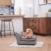 Teamson Pets Luxurious Upholstered Ivan Chaise Lounge Sofa Dog Bed With Removable Cushion And Underneath Storage For Cats & Extra-Small Dogs, Gray