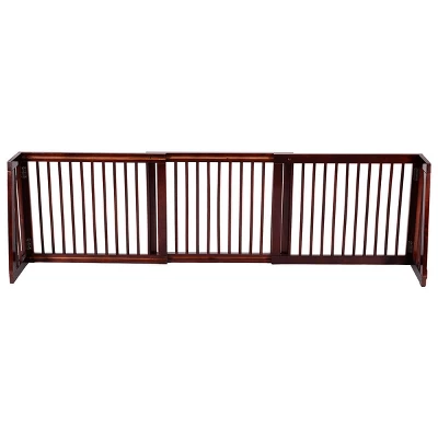 Costway Folding Adjustable 3 Panel Wood Pet Dog Slide Gate Safety Fence 2 Costway Folding Adjustable 3 Panel Wood Pet Dog Slide Gate Safety Fence - Image 2