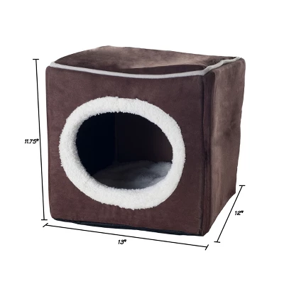 Pet Adobe Cozy Cave Enclosed Cube Pet Bed - Dark Coffee 2 Pet Adobe Cozy Cave Enclosed Cube Pet Bed - Dark Coffee - Image 2