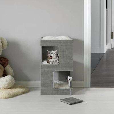 PawsMark Multi Level Modern Cat Tall Climbing Tree House For Indoor Cats | Wood Tower Luxury Furniture Stand With Removable Soft Blanket And Condo 4 PawsMark Multi Level Modern Cat Tall Climbing Tree House For Indoor Cats | Wood Tower Luxury Furniture Stand With Removable Soft Blanket And Condo - Image 4