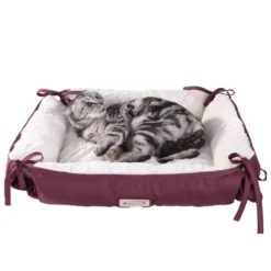 Armarkat 2-In-1 Cat Pet Bed & Fleece Cat Mat, Burgundy/Ivory -PawHut Store GUEST c7bb22b4 8dcc 4e47 b9ba 65b0303a225f