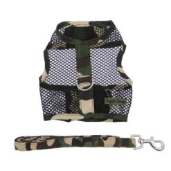 Doggie Design Cool Mesh Dog Netted Harness With Leash - Camouflage