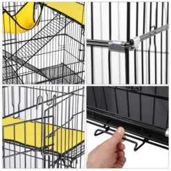 Yaheetech 4 Tiers Rolling Metal Cat Cage On Wheels Black -PawHut Store GUEST c9ea3b87 ea7e 4dfc bf4a 1a53c20d8d08
