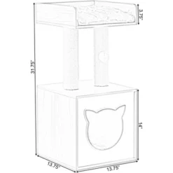 Cat Tree Play House Condo Cube Cave, Platform, Scratcher Post And Ball Toy -PawHut Store GUEST cc7867b8 4f8d 4612 94dd 9c807ad12a5e