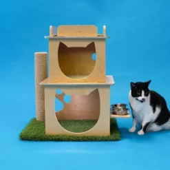 On2Pets Cat Loft With Scratching Post & Feeder Station - Beige 5 On2Pets Cat Loft With Scratching Post & Feeder Station - Beige -PawHut Store GUEST cd815b7b 7525 4be6 afc1 84c9183b9027