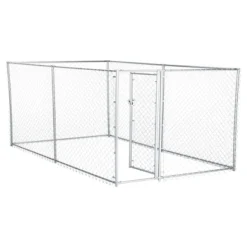 Lucky Dog Adjustable Heavy Duty Outdoor Galvanized Steel Chain Link Dog Kennel Enclosure With Latching Door, And Raised Legs