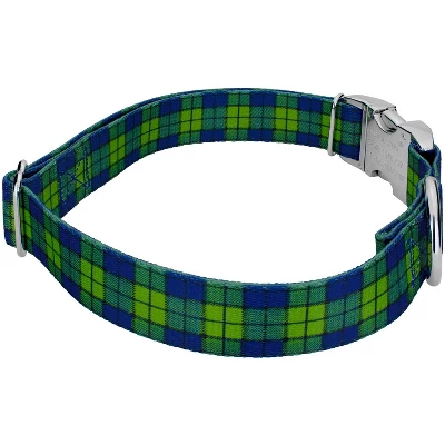 Country Brook Petz Premium Blue And Green Plaid Dog Collar 2 Country Brook Petz Premium Blue And Green Plaid Dog Collar - Image 2