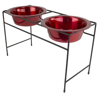Platinum Pets Candy Apple Red Modern Double Cat Diner - 1 Cup 1 Platinum Pets Candy Apple Red Modern Double Cat Diner - 1 Cup