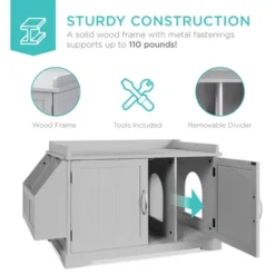 Best Choice Products Large Wooden Cat Litter Box Enclosure, Storage Cabinet Bench Table W/ Magazine Rack -PawHut Store GUEST ceb50218 9307 4e83 8f23 96606dd494cc