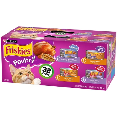 Purina Friskies Shreds, Meaty Bits & Prime Filets With Chicken, Turkey And Cheese Flavor Wet Cat Food - 5.5oz/32ct Variety Pack 5 Purina Friskies Shreds, Meaty Bits & Prime Filets With Chicken, Turkey And Cheese Flavor Wet Cat Food - 5.5oz/32ct Variety Pack - Image 5