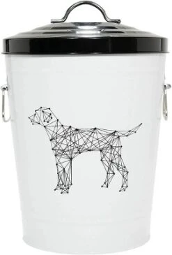 Amici Pet Zentangle Dog Food Large Metal Storage Bin, 17 Lbs, Airtight Seal, Removable Lid, Metal Handle For Convenient And Stylish Storage,260 Oz.