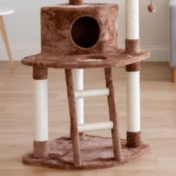 IRIS USA 3-Tier Plush Cat Tree With Hiding Place And Sisal Covered Rungs And Posts, Brown 9 IRIS USA 3-Tier Plush Cat Tree With Hiding Place And Sisal Covered Rungs And Posts, Brown -PawHut Store GUEST d0d4e75a 26b8 4cab 9bb6 8e007d9b2d6e