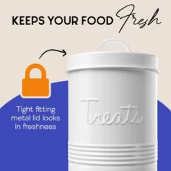 Amici Pet Retro Treats Storage Canister, 72 Oz. , White -PawHut Store GUEST d1f465b3 7f64 4974 ac09 0caf5a7c57b5