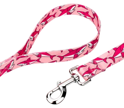 Country Brook Petz Pink Sharks Dog Leash (6 Foot, 5/8 Inch Wide) 2 Country Brook Petz Pink Sharks Dog Leash (6 Foot, 5/8 Inch Wide) - Image 2