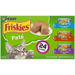 Purina Friskies Paté Wet Cat Food Fish, Tuna, Mixed Grill & Turkey - 5.5oz/24ct Variety Pack