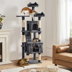 Yaheetech 72″ Height Cat Tree Cat Condos For Small/Medium Cats Dark Gray