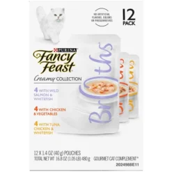 Fancy Feast Broths Creamy Chicken, Tuna, Salmon, Shrimp And Seafood Collection Wet Cat Food Complement - 1.4oz/12ct 9 Fancy Feast Broths Creamy Chicken, Tuna, Salmon, Shrimp And Seafood Collection Wet Cat Food Complement - 1.4oz/12ct -PawHut Store GUEST d55841db a6d6 4d7d ab77 e702c687e4d8