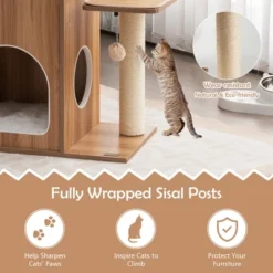 Costway 52'' Modern Cat Tree Tower Multi-level Cat Play Center W/Deluxe Hammock Natural -PawHut Store GUEST d5ca78f6 9956 4d77 a267 3c6d8b533c65