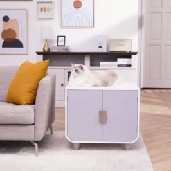 Teamson Pets Dyad Mid Century Wooden Cat Litter Box Cabinet And Side Table, Alpine White 15 Teamson Pets Dyad Mid Century Wooden Cat Litter Box Cabinet And Side Table, Alpine White -PawHut Store GUEST d7897cfb a1a7 41f8 be93 8f9bdfc6a027