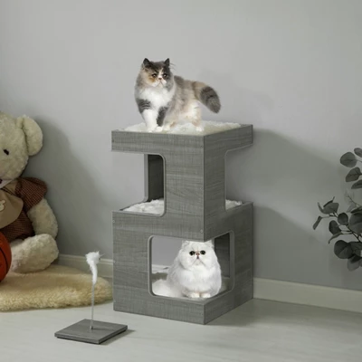 PawsMark Multi Level Modern Cat Tall Climbing Tree House For Indoor Cats | Wood Tower Luxury Furniture Stand With Removable Soft Blanket And Condo 2 PawsMark Multi Level Modern Cat Tall Climbing Tree House For Indoor Cats | Wood Tower Luxury Furniture Stand With Removable Soft Blanket And Condo - Image 2