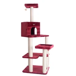 Armarkat Real Wood Cat Tower, Ultra Thick Faux Fur Covered Cat Condo House A6902B, Burgundy; -PawHut Store GUEST d8776491 9265 4c6a 8da5 30fdd2e6eafa