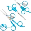 BOSHEL Dog Grooming Scissors Set - 3 Dog Grooming Shears - 1 Large Straight Dog Scissors - 1 Micro-serrated Scissors - 1 Dog Thinning Shears