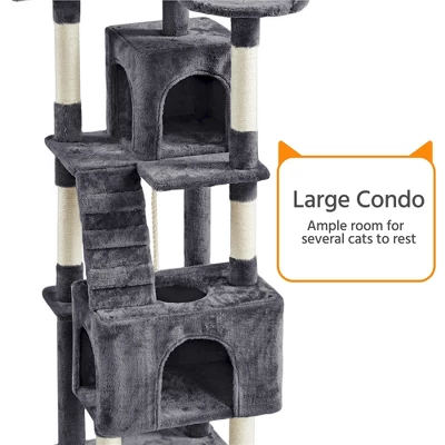 Yaheetech 72″ Height Cat Tree Cat Condos For Small/Medium Cats Dark Gray 6 Yaheetech 72″ Height Cat Tree Cat Condos For Small/Medium Cats Dark Gray - Image 6