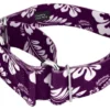 Country Brook Petz 1 1/2 Inch Purple Hawaiian Martingale Dog Collar