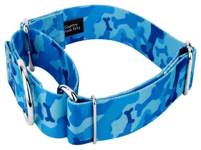 Country Brook Petz 1 1/2 Inch Blue Bone Camo Martingale Dog Collar 3 Country Brook Petz 1 1/2 Inch Blue Bone Camo Martingale Dog Collar - Image 3