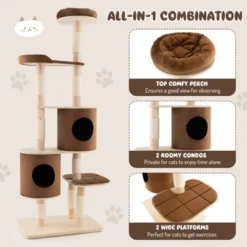Costway 75'' Multi-layer Wooden Cat Tree Indoor Tower Activity Play Center With 2 Condos -PawHut Store GUEST dddb9e70 5241 4c36 a281 fdc4728d6efb