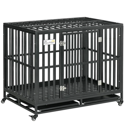 PawHut Heavy Duty Dog Cage Metal Kennel And Crate Dog Playpen With Lockable Wheels, Slide-out Tray And Anti-Pinching Floor 8 PawHut Heavy Duty Dog Cage Metal Kennel And Crate Dog Playpen With Lockable Wheels, Slide-out Tray And Anti-Pinching Floor - Image 8