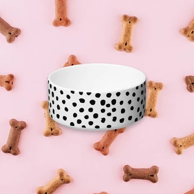 Amici Pet Dots Pet Food Bowl, Water Dish, 28-Ounce, White & Black Dots Design, Anti-Slip Ceramic Pet Food Dish 4 Amici Pet Dots Pet Food Bowl, Water Dish, 28-Ounce, White & Black Dots Design, Anti-Slip Ceramic Pet Food Dish - Image 4
