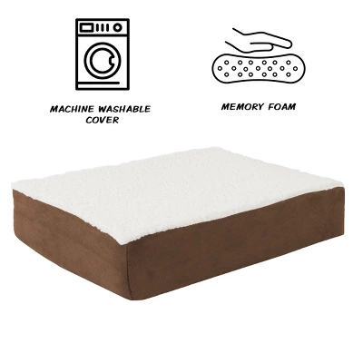 Orthopedic Dog Bed - 2-Layer Memory Foam Crate Mat With Machine Washable Cover - 20x15 Pet Bed For Small Dogs Up To 20lbs By PETMAKER (Brown) 2 Orthopedic Dog Bed - 2-Layer Memory Foam Crate Mat With Machine Washable Cover - 20x15 Pet Bed For Small Dogs Up To 20lbs By PETMAKER (Brown) - Image 2