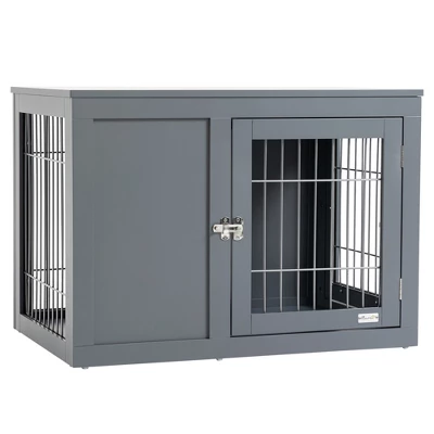PawHut Wooden Dog Crate Furniture Wire Indoor Pet Kennel Cage, End Table With Double Doors, Locks For Small And Medium Dog House 6 PawHut Wooden Dog Crate Furniture Wire Indoor Pet Kennel Cage, End Table With Double Doors, Locks For Small And Medium Dog House - Image 6
