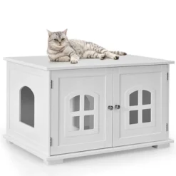 Costway Large Wooden Cat Litter Box Enclosure Hidden Cat Washroom W/ Divider -PawHut Store GUEST e1c8ee06 8aa5 4dd2 a936 14a36bd09736