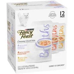 Fancy Feast Broths Creamy Chicken, Tuna, Salmon, Shrimp And Seafood Collection Wet Cat Food Complement - 1.4oz/12ct 8 Fancy Feast Broths Creamy Chicken, Tuna, Salmon, Shrimp And Seafood Collection Wet Cat Food Complement - 1.4oz/12ct -PawHut Store GUEST e4004f14 7e28 410c a3f3 3ba5ebe57fe0
