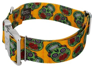 Country Brook Petz 1 1/2 Inch Premium Sugar Skulls Dog Collar 1 Country Brook Petz 1 1/2 Inch Premium Sugar Skulls Dog Collar