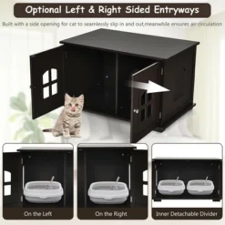 Costway Large Wooden Cat Litter Box Enclosure Hidden Cat Washroom W/ Divider -PawHut Store GUEST e83c85ca 166e 4e90 bef0 dab5145d41fd