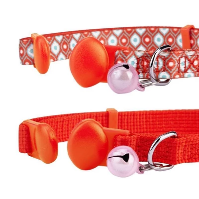 Blueberry Pet The Power Of All-in-One Adjustable Breakaway Cat Collar With Bell & Detachable Flower - Perfect Orange - 2pk 2 Blueberry Pet The Power Of All-in-One Adjustable Breakaway Cat Collar With Bell & Detachable Flower - Perfect Orange - 2pk - Image 2