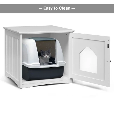 Tangkula Wooden Pet Cat House Litter Box Cat Washroom Nightstand Cat Storage Bench 1 Tangkula Wooden Pet Cat House Litter Box Cat Washroom Nightstand Cat Storage Bench