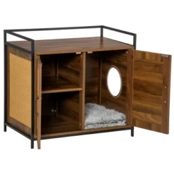 PawHut Shelved Hidden Litter Box Enclosure With Spacious Top Interior, Large Cat Litter House End Table For Indoor Cats With Hidden Storage Cabinet -PawHut Store GUEST ea902b37 f83f 4617 991e 1dad822f0b3e