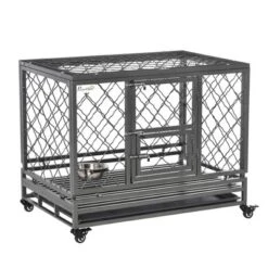 PawHut Heavy Duty Dog Cage Metal Kennel And Crate Dog Playpen With Lockable Wheels, Slide-out Tray, Food Bowl And Double Doors -PawHut Store GUEST eb0ca3fd 49c8 4f2b a822 fc8f07b99cf8
