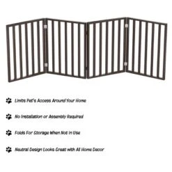 Indoor Pet Gate - 4-Panel Folding Dog Gate For Stairs Or Doorways - 72x24-Inch Freestanding Pet Fence For Cats And Dogs By PETMAKER (Brown) -PawHut Store GUEST eb4955b3 043c 410f aa47 7cdfbdfb8c0f