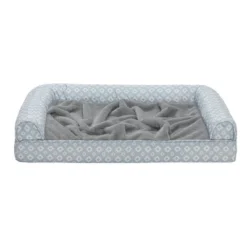 FurHaven Plush Fur & Diamond Print Nest-Top Full Support Orthopedic Foam Sofa Dog Bed