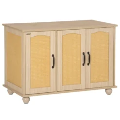 PawHut Cat Litter Box Enclosure Side Table, Cat Washroom Storage With Soft Cushion, PE Rattan, Adjustable Partition, For Indoor Use, Oak -PawHut Store GUEST ecb2ebe4 550a 496d 905f 75b082d96bca