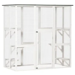 PawHut Large Wooden Outdoor Cat House Catio Enclosure, Kitten Cage With Weather Protection, Cat Patio With 6 Platforms - 71"L -PawHut Store GUEST eccd99eb 63ff 4f70 8ff4 90f5a10c6e1b