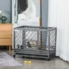 PawHut Heavy Duty Dog Cage Metal Kennel And Crate Dog Playpen With Lockable Wheels, Slide-out Tray, Food Bowl And Double Doors