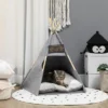 PawHut Pet Tent Cat Cave Small Dog Bed With Thick Cushion, Name Chalkboard For Kitten And Puppy Gray